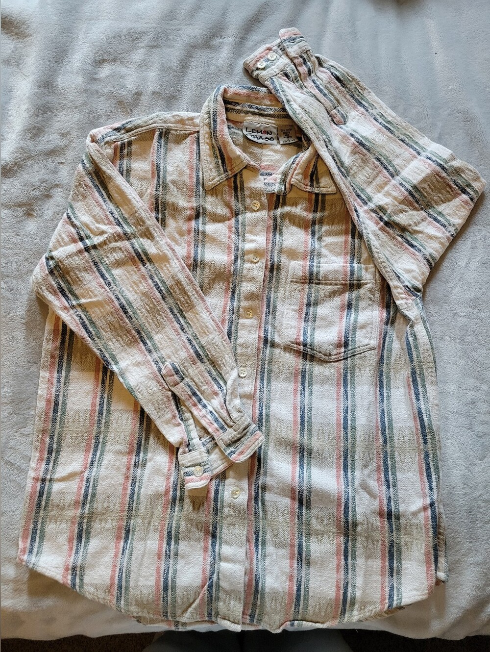Lemon Grass | Striped Long-Sleeve Button-Up Shirt - Pink, Beige, Sage, Blue